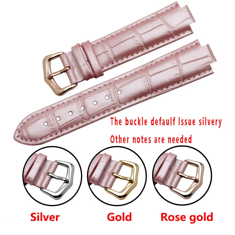 Genuine leather Watch band 14*8mm 16*9mm Black Red Lady\'s Watch Chain Replacement Strap For Cartier