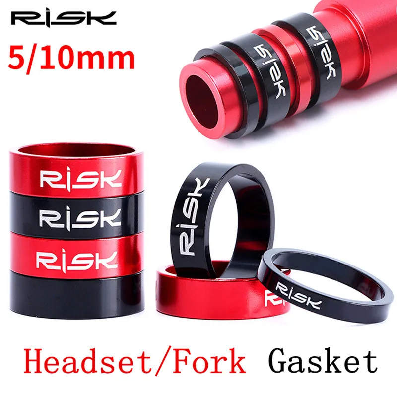 RISK 4pcs 5/10mm Aluminum Alloy Bike Headset Washer Mountain Bicycle Front Fork Washer Bike Stem Handlebar Spacers Ring Gasket