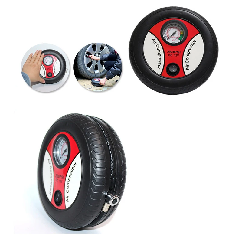 Bomba portátil de neumáticos automotrices, minicompresor de aire eléctrico de 260PSI, 12V, para el hogar, coche, motocicleta y bicicleta