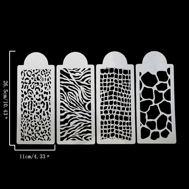 Aomily 4pcs/Set Zebra Leopard Print Wild Style Cake Stencil Airbrush Painting Mold Cookies Fondant Cake Mousse Decorating Molds