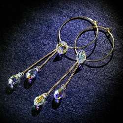 BAFFIN New Tassel Drop Earrings Colorful Beads Crystals From Austria For Women Bohemian Gold Color Circle Ear Indian Jewelry