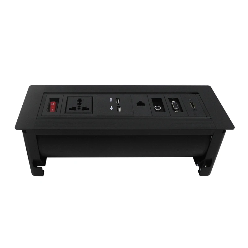 

high quality Multifunctional Audio Visual System Flip up Desktop socket for conference room/office/other with USB charger
