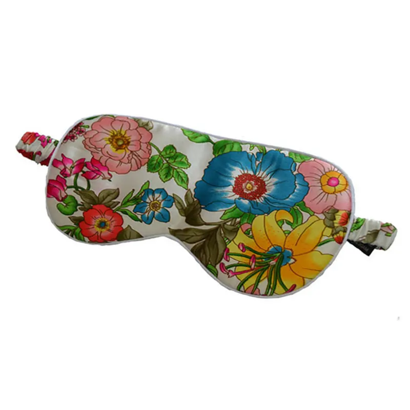 100% Pure Silk Sleep Eye Mask Both Sides Floral Pattern Silk Eyeshade Super Smooth Eye Cover Travel Relax Aid Multicolor