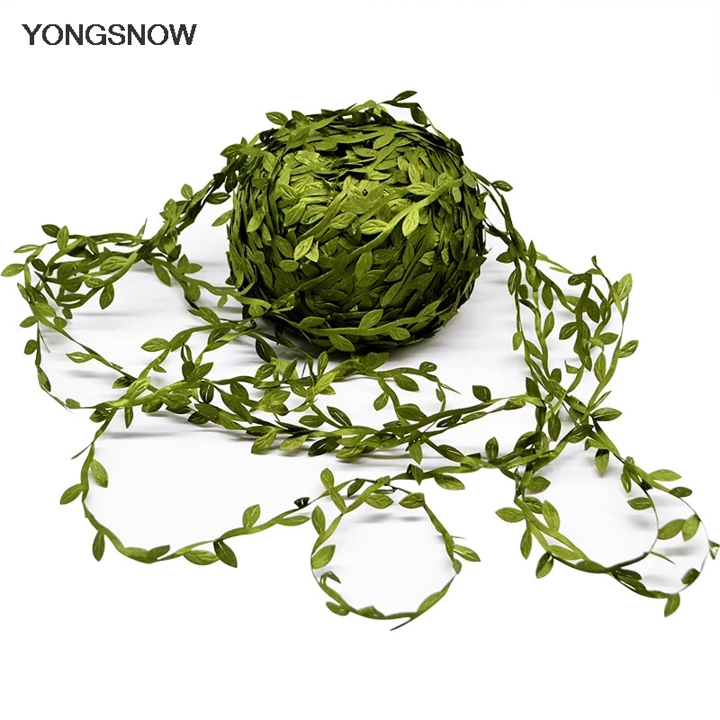 20m Silk Green Leaves Artificial String Leaf Flower Garland DIY Wreath Scrapbooking Craft Fake Leaves Home Wedding Decoration