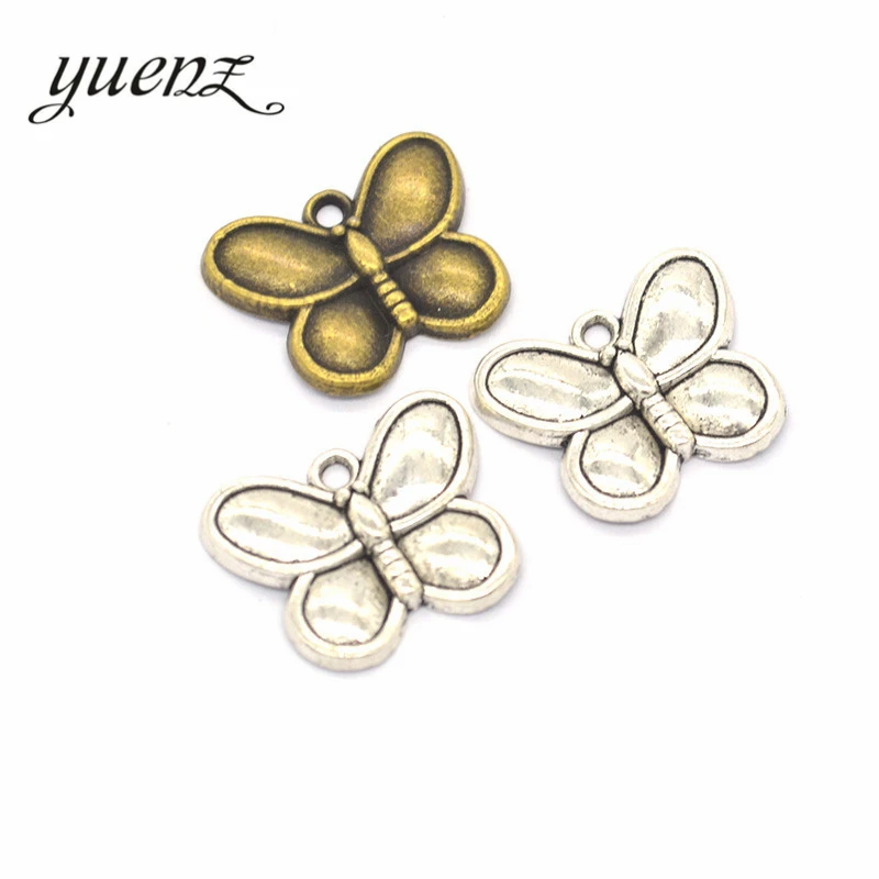 YuenZ 10pcs Tibet Silver color Butterfly Charms Pendant DIY Jewelry Making Necklace Earrings Accessories 20*16mm D205