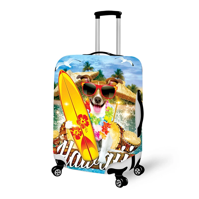 3D Dog print travel luggage suitcase protective cover stretch waterproof portable luggage covers rain cover w