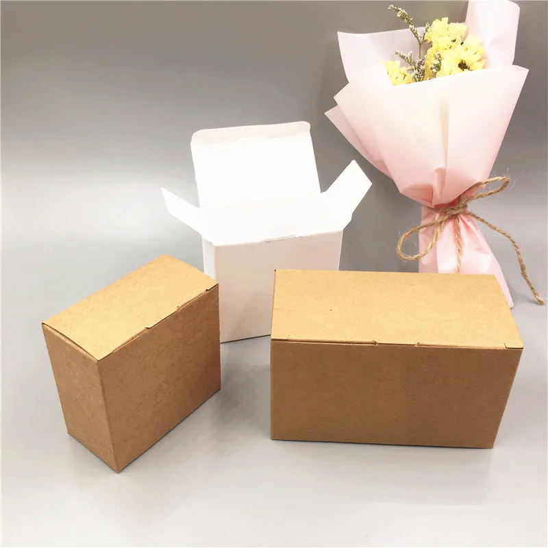 Regular White Brown Blank Cardboard Paper Boxes Container Cases Normal Wedding Birthday Party Supply Boxes 20Pcs/Lot Favor