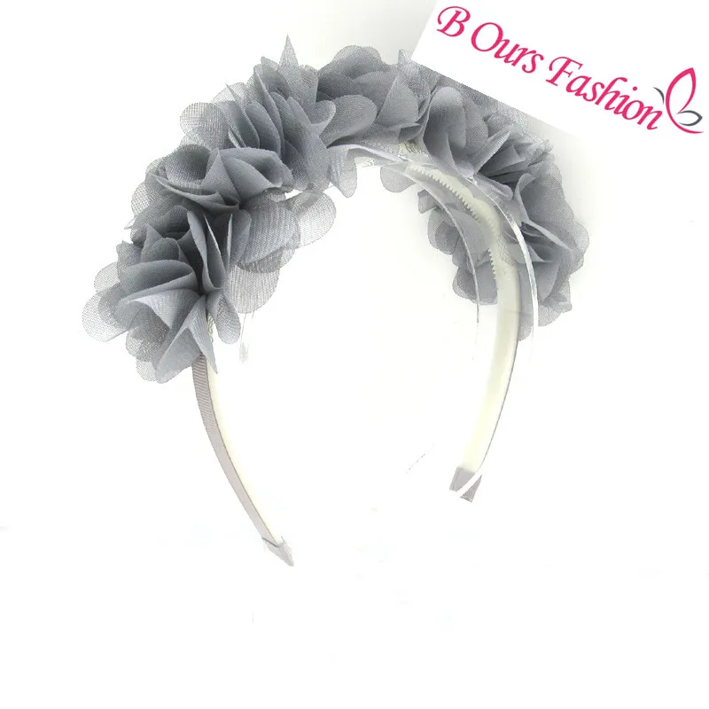 

2021-1 new fashion chiffon silk flower around the head children fashion hair accessories with non wrinkle band with gripes teeth