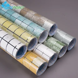 Self Adhesive Kitchen Oil-Proof Film Stove High Temperature Vinyl Wallpaper Bathroom Toilet Tile Waterproof Mosaic Wall Stickers