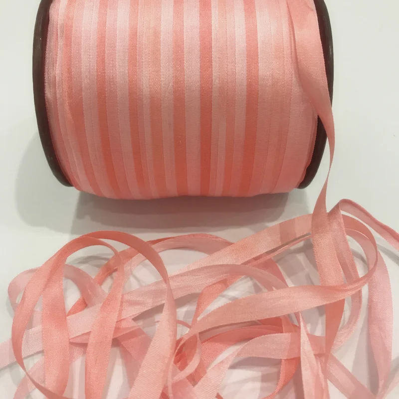 7mm,100% real pure silk ribbons Pink variegated double face taffeta silk for embroidery and handcraft project,gift packing