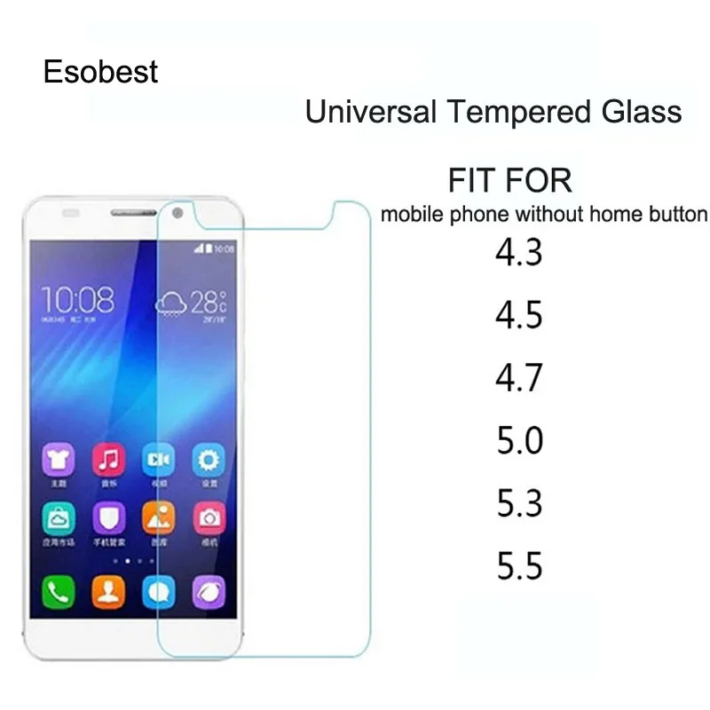 Universal Tempered Glass Screen Protector, For Xiaomi LG, UMI Philips Vodafone Alcatel Smartphone, Glass Film, 2Pcs