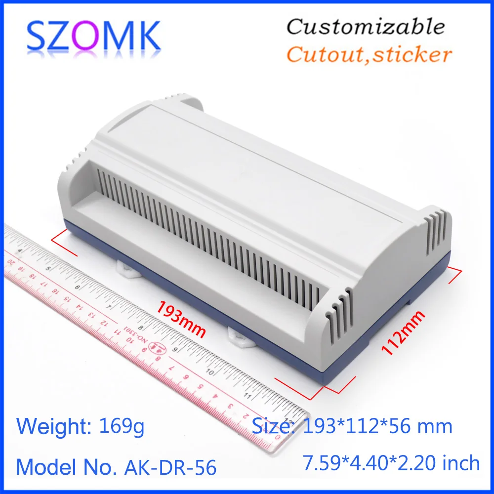 

1 Piece 193*112*56mm szomk plastic enclosure for electronics project din rail box customizable pcb plastic housing PLC enclosure