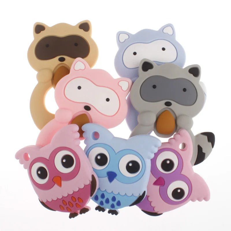 2PCS Unicorn Silicone Baby Teether Koala BPA Free Newborn Teething Necklace Pendant Accessory DIY Pacifier Appease Chain Beads