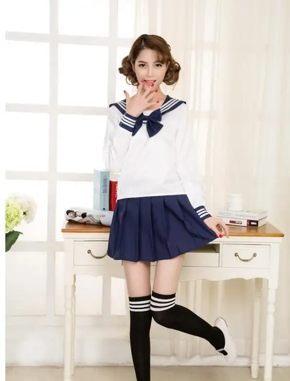 Matrozenpakje Studenten Schooluniform Voor Tieners Preppy Stijl Cos Uniform Jk Fashion Japanse Seifuku Boog Rok Shirt