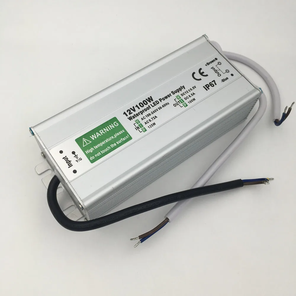 Metal Case IP67 Transformer LED Power Supply 60W 80W 100W 150W AC 220V 110V to DC 12V Adapter Driver for Strip Garden Lamp