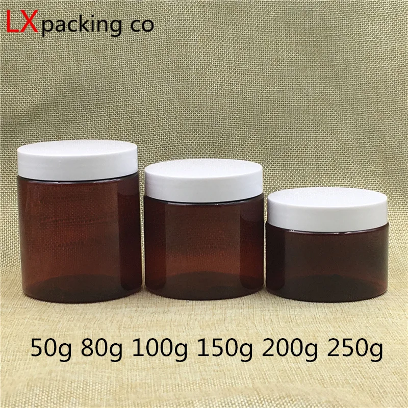 

30Pcs Brown Plastic Empty Jar Candy Wedding 50 80 100 150 200 250 Ml Cream Organizer Container Storage Bottles Free Shipping