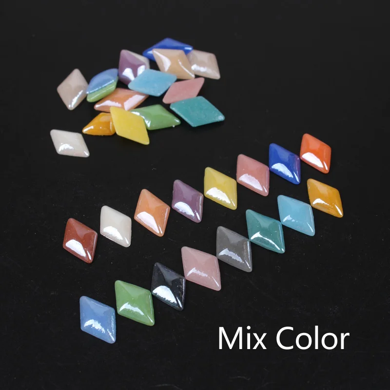 Nail art Ceramic Beads Rhombus Shape 16 Color Mix color 8x12mm DIY Craft Flatback Pearl Stones For Nail art free shipping