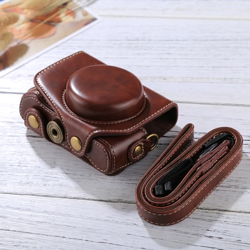 Full Body Bag For Canon PowerShot G7 X Mark II Camera PU Leather Camera Case Bag with Strap