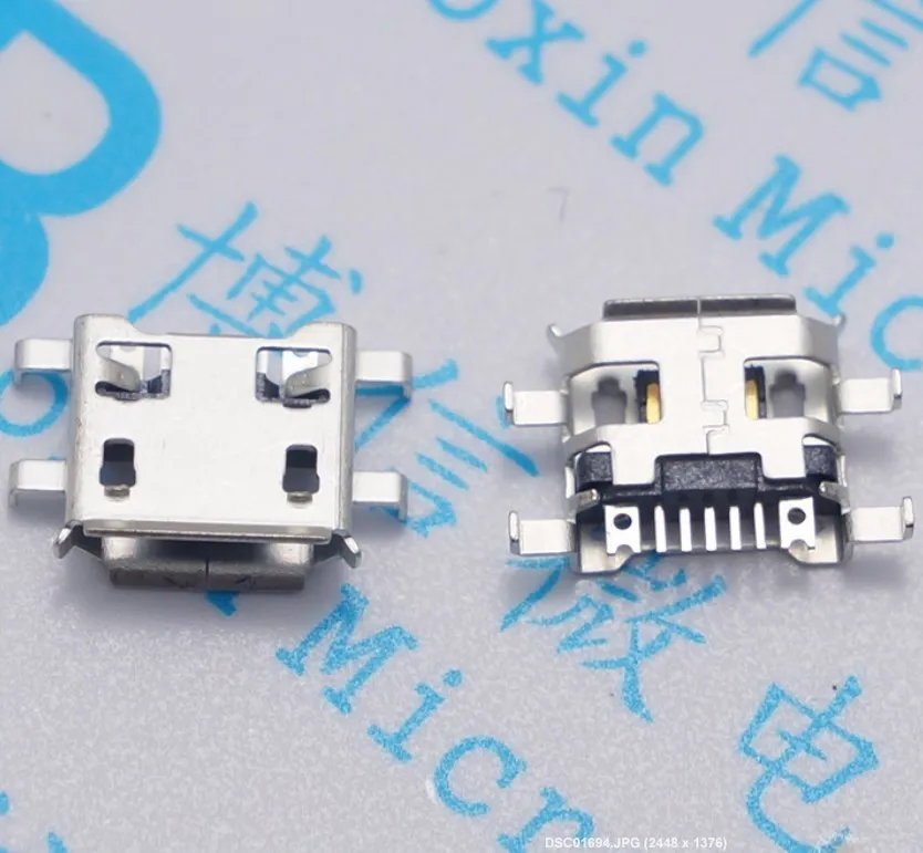 20pcs Micro USB Connector 5pin 0.72mm heavy plate B type have curling side Female Jack For Mobile Mini USB repair mobile tablet