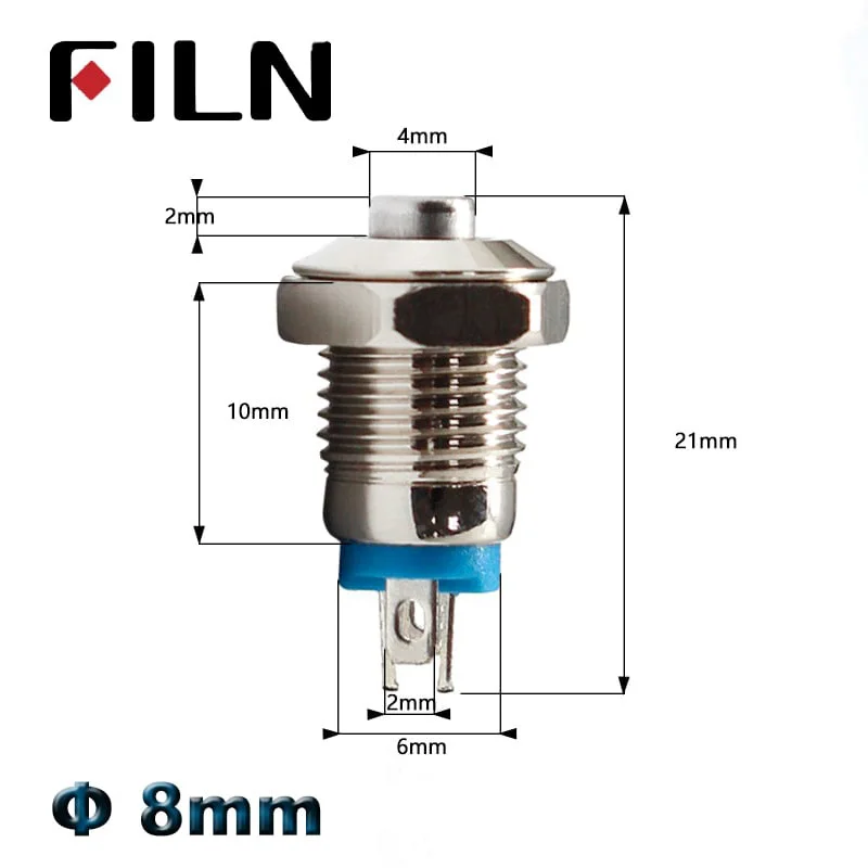 8mm mini metal push button switch on off momentary high head switch 3v 12v led illuminated  push button 1 no switch