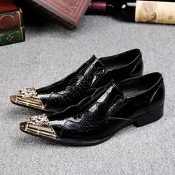 classic mens patent leather black shoes spiked loafers gold pointy toe dress shoes slipon italian shoes men oxford