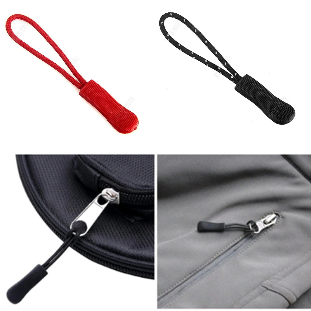 10pcs Zipper Sliders Pull Puller End Fit Rope Tag Fixer Zip Cord Tab Replacement Clip Buckle Travel Bag Suitcase Tent Backpack