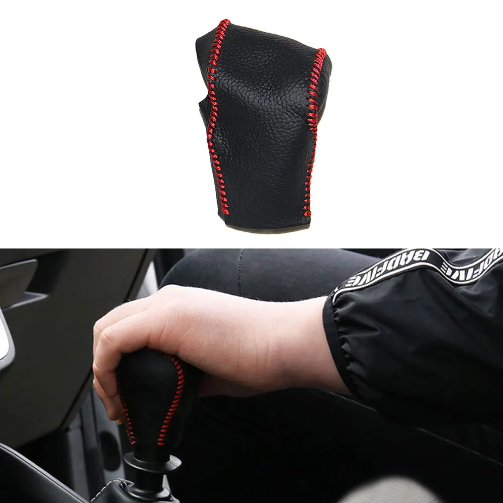 Car Gear Cover PU Leather For KIA Soul 2010 AT Gear Shift Knob Cover Gear Shift Lever Car Interior Accessories