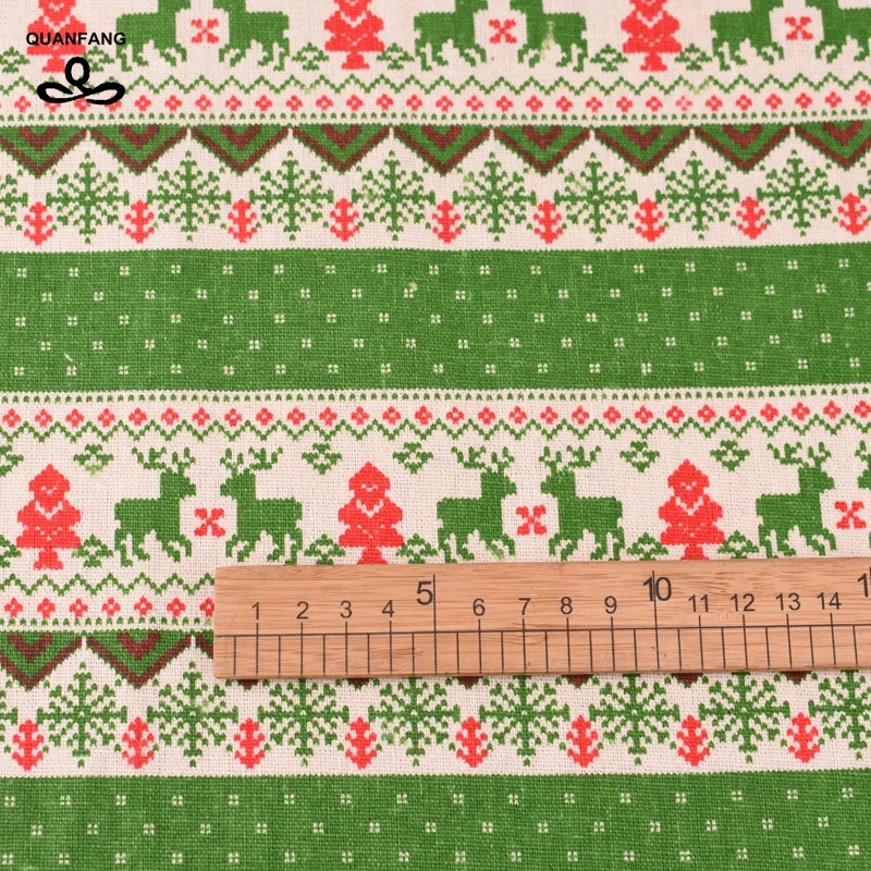 QUANFANG 5 pz/lotto Serie Di Natale Stampato In Cotone E Lino Tessuto Per Patchwork e FAI DA TE, Quilting, Cucito, Divano, borsa tavolo, Tenda,