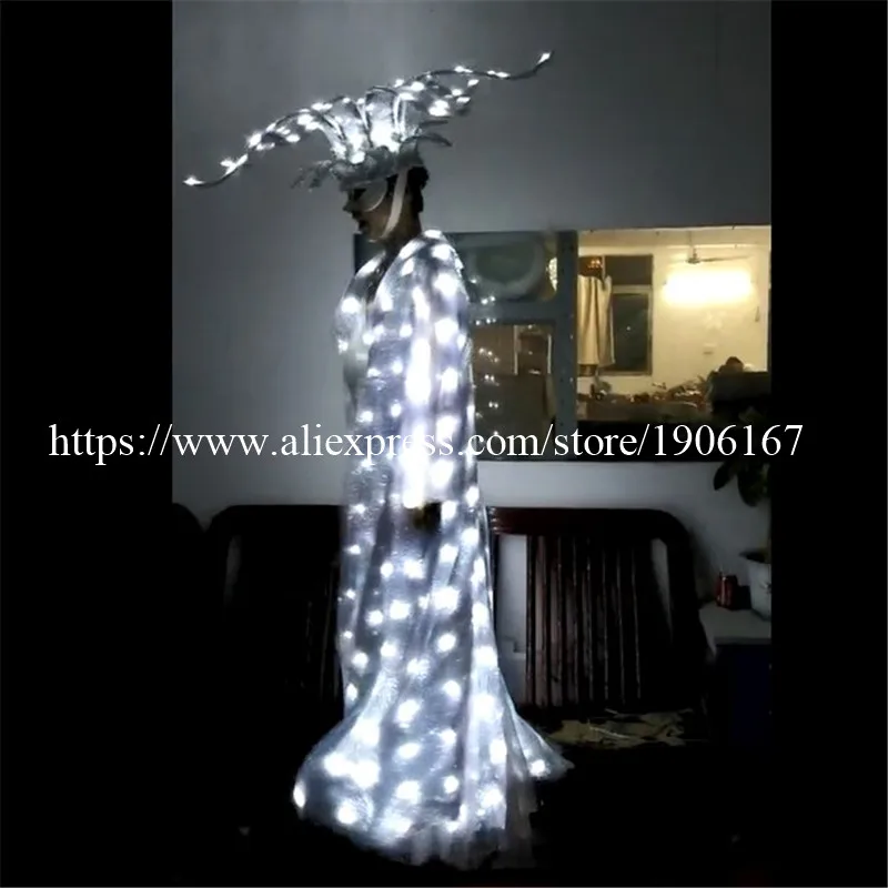 New Design Led Tuxedo Stage Performance Ballroom Costumes Clothes Party Luminous Singer Dance Wear With Led Headwear