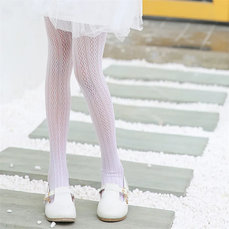 

Children Pantyhose Girls Summer Ultra-thin Lace Hollow Ballet Dance Tights High Elasticity Children Bottoming White Tights