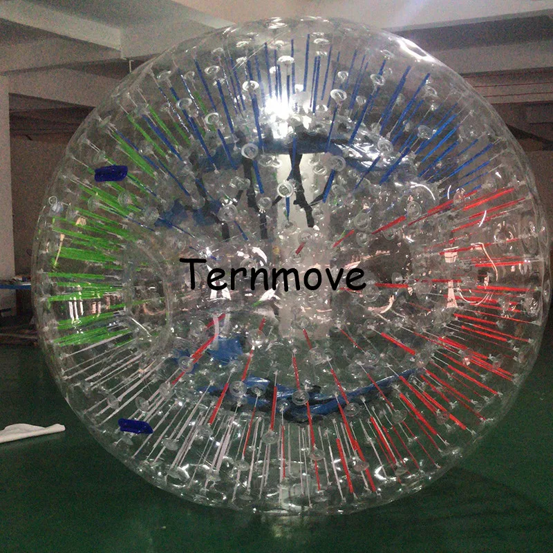 3 m durchmesser transparent Zorb ball Mit licht bar licht verwendet für outdoor sport erholung spielen gras ball Fluoreszierende streifen