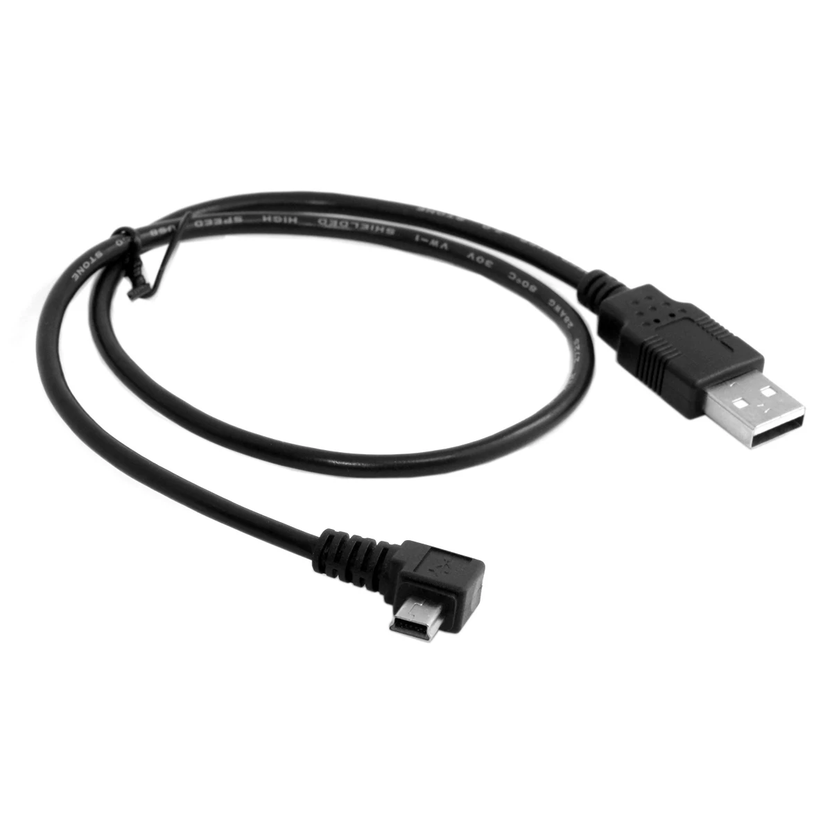 CableCC 5pin Mini USB Male Kiri Miring B Type 90 Derajat untuk USB 2.0 Male Data Kabel 0.5M