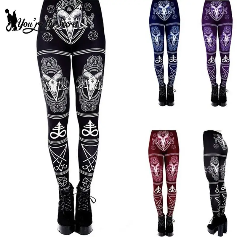 [Du bist mein Geheimnis] 2021 neue Leggings mit Tiermuster, Gothic-Pferd, Damenmode, sexy Knöchelhose, Fitness, Workout, Leggings, 4 Farben