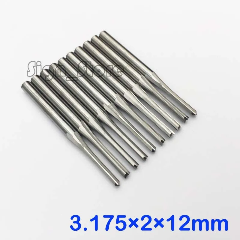 10pcs Double Flute Straight Slot Carbide Cutters CNC Router Bits 3.175 *2 * 12mm