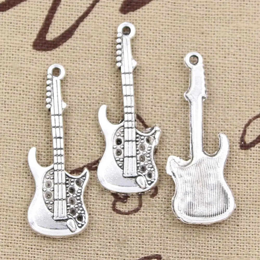 10pcs Charms Electic Guitar 36x12mm Antique Silver Color Plated Pendants Making DIY Handmade Tibetan Silver Color Jewelry