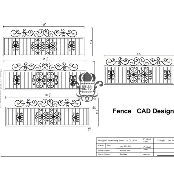 

Hench 100% handmade forged custom designs decorative garden fence