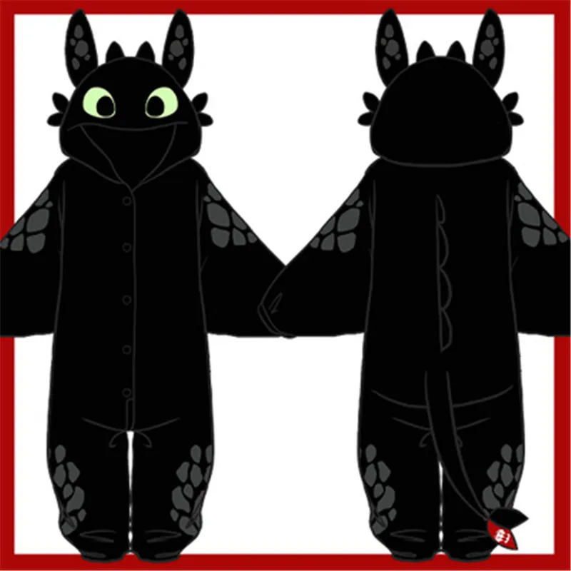 New How to Train Your Dragon Night Fury Toothless Cosplay Costumes Pajamas Bathrobe Women Man Sleepwear Warm Thicken Jumpsuits