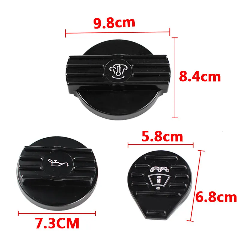 RASTP-1 Set Aluminum Cap for Volkswagen Golf 6 CC Washer Reservoir Cap Oil Filler Cap Water Tank Cover with Logo RS-CAP010