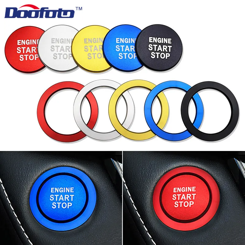 Doofoto Car Accessories Styling Start Stop Engine Cover Button Sticker cap For Toyota Corolla C-HR Rav4 Yaris C HR CHR Auto Ring