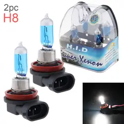 2pcs 12V H8 35W 6000K Universal White Light Super Bright Car Xenon Halogen Lamp Auto Front Headlight Fog Bulb