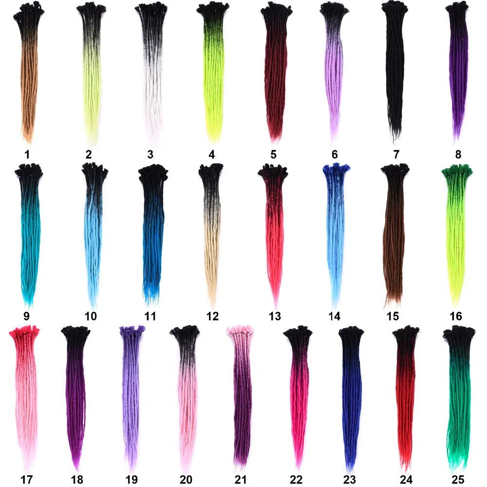 DinDong-extensiones de cabello de ganchillo hechas a mano, pelo sintético degradado suave, trenzas de ganchillo, 25 colores disponibles, 24 pulgadas