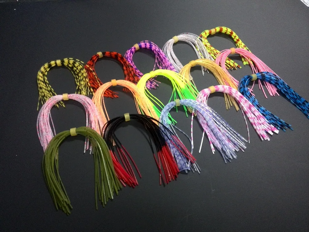 2023new fishing silicone skirts with rattle collar total 28 bundles+2(extra)/lot fly tying lure making craft bass jigs spinner