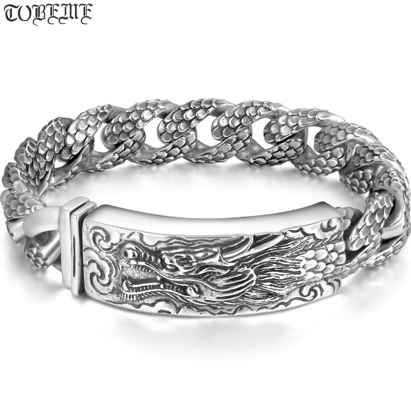 Handcrafted Thailand 925 Silver Dragon Bracelet Vintage Sterling Silver Dragon Bracelet Real Pure Silver Dragon Man Bracelet