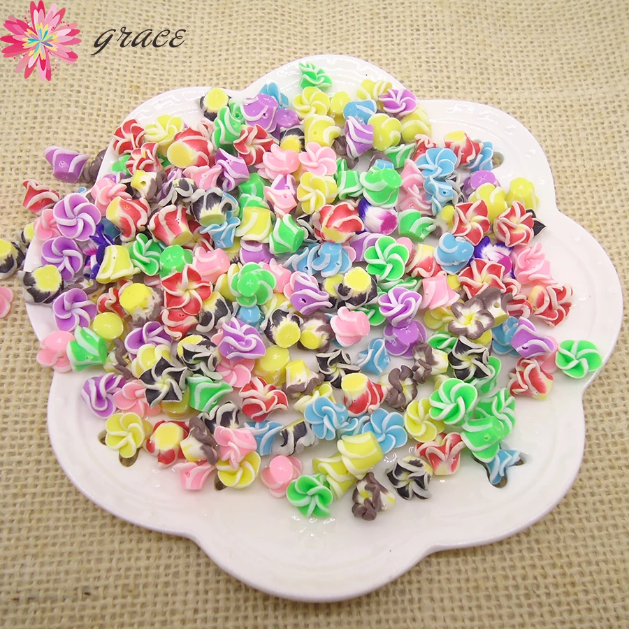 30pcs/lots 10mm Polymer Clay Miniature Frangipani Plumeria Flower Beads Supplies Diy Earrings Microlandschaft Making Accessories