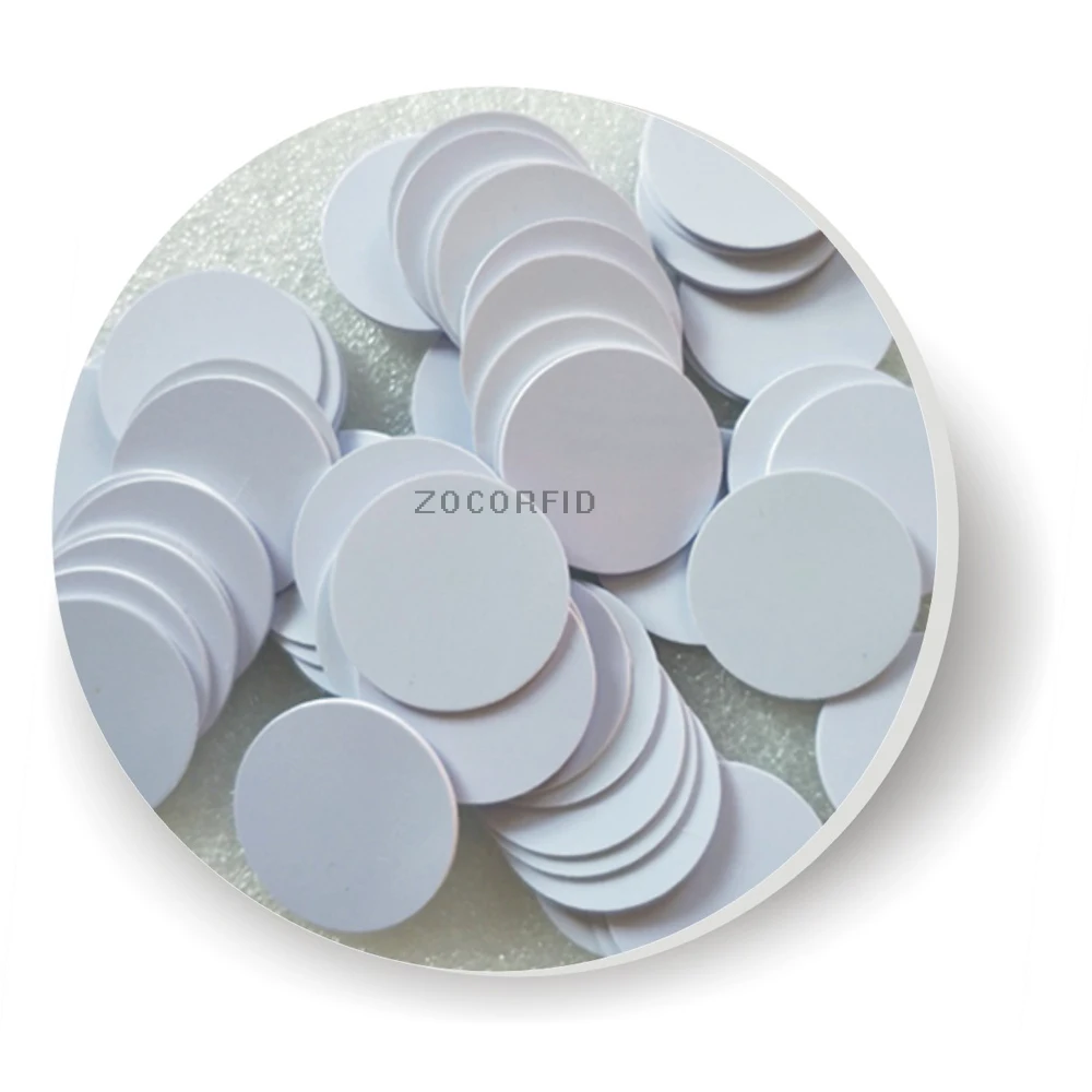 100pcs/lot ISO14443A 13.56Mhz 3M Sticker Adhesive Coin Cards Tags NFC 213/S50 PVC Waterproof For Phone