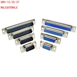 5 adet DB9 DB15 DB25 DB37 delik/Pin dişi/erkek mavi kaynaklı konnektör RS232 seri port soket DB d-SUB adaptörü 9/15/25/37 pin