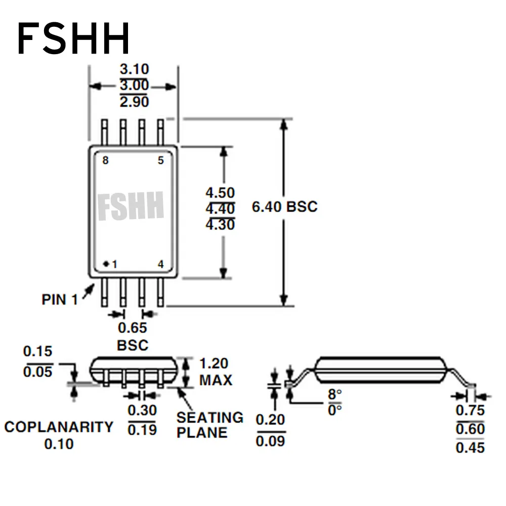 Clamshell SSOP8 ซ็อกเก็ตทดสอบ ic TSSPOP8 SSOP8 to DIP8 โปรแกรมเมอร์อะแดปเตอร์ Pitch 0.65 มม.