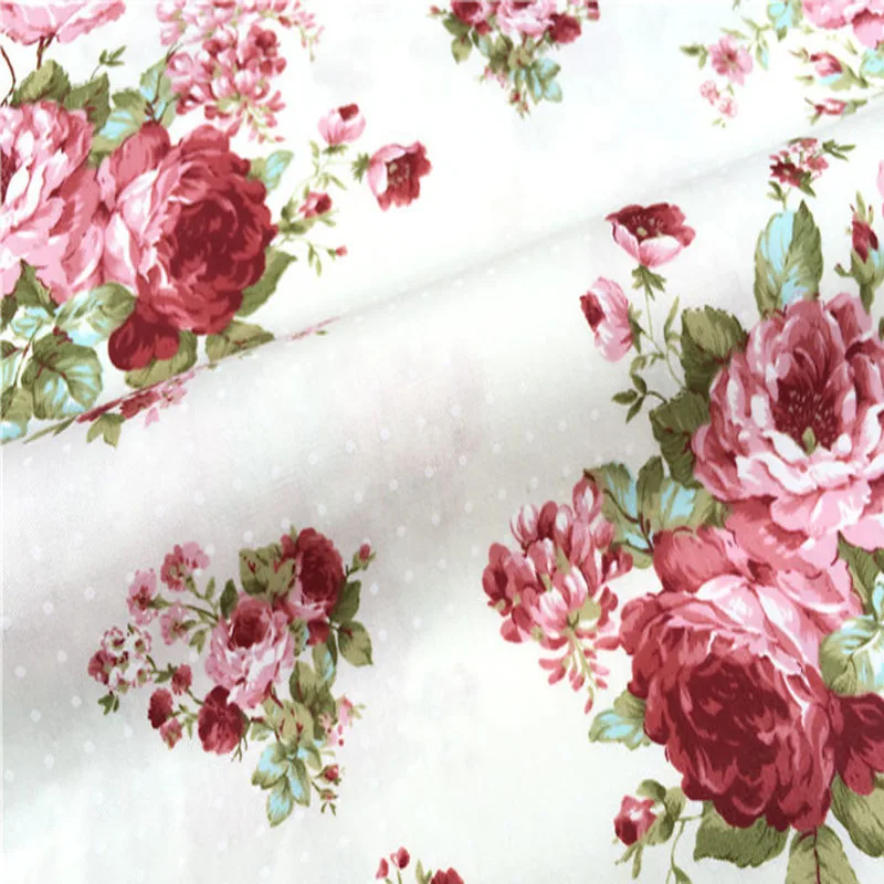 50x40cm Pretty Spring Garden Blooming Rose Flowers Printed Cotton Fabric Bundle For DIY Sewing Decoration Small Size DIY