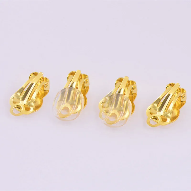 50pcs 10mm Copper Metal Ear Clip Frog Ear Clip No Pierced Ears DIY Earring Finding