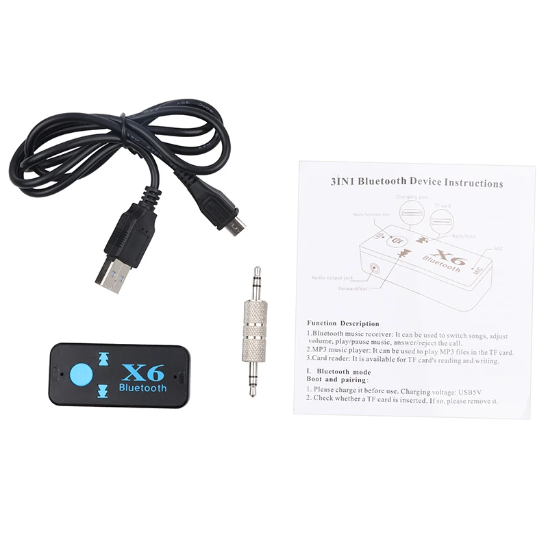 3 in 1 Wireless 4.0 USB Bluetooth Receiver Bluetooth Adapter 3.5mm Audio Jack TF Card Reader MIC Call Support For Car Speaker 0